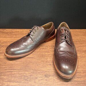 Aldo Men’s 9 Brown Wingtip Oxford Dress Shoes – Brogue Leather with Brass Eyelet